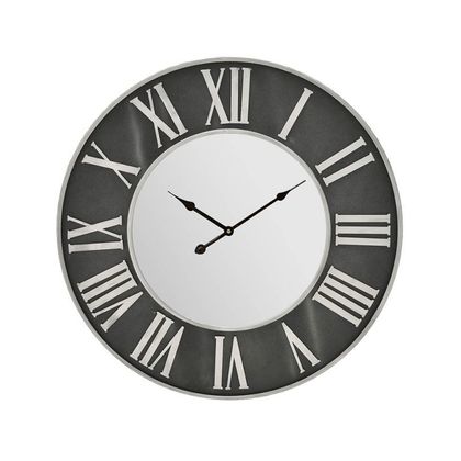 Ρολόι Τοίχου Μεταλλικό Με Καθρέπτη Φ60x5cm Inart 3-20-463-0048 / Μαύρο - Ασημί