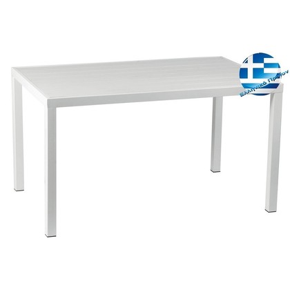223925 Τραπέζι Αλουμινίου Με Λευκό Pollywood 134 x 84 x 72(H)cm 