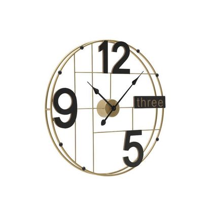 Ρολόι Τοίχου Μεταλλικό Φ60x8cm Inart 3-20-098-0293/ Μαύρο - Χρυσό
