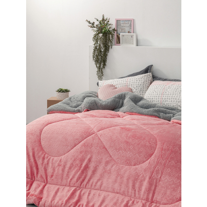 Double Blanket/Duvet 220x240 Palamaiki Aria Comforter Collection Embossed Flannel/Sherpa