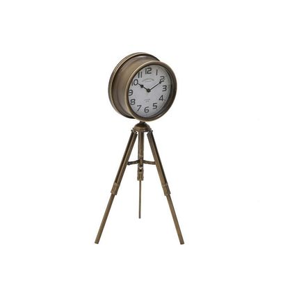Ρολόι Επιτραπέζιο Τρίποδας Μεταλλικό Αντικέ 29x24x65cm Inart 3-20-098-0297/ Χρυσό 