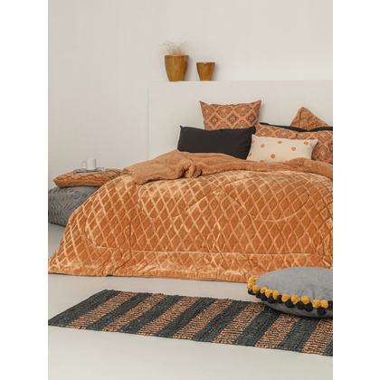 Κουβερτοπάπλωμα Ημίδιπλο 160x240 Palamaiki Nadine/2 Tan Comforter Collection Embossed Flannel/Sherpa