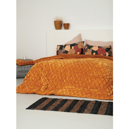 Semi-Double Blanket/Duvet 160x240 Palamaiki Nadine/2 Yellow Comforter Collection Embossed Flannel/Sherpa