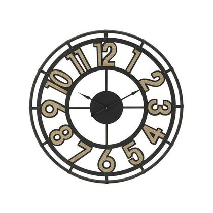 Ρολόι Τοίχου Μεταλλικό Φ60cm Inart 3-20-463-0006 / Μαύρο - Φυσικό