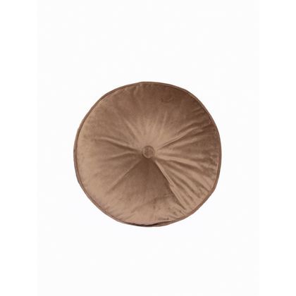 Decorative Round Velour Pillow D40 Palamaiki Velvet Feel Collection VF803 Beige 100% Polyester