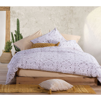 Single Fitted Bed Sheets Set 3pcs 100x200+35 NEF-NEF Smart Line Dreamer Grey 100% Cotton 144TC