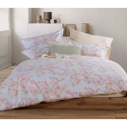 Single Fitted Bed Sheets Set 3pcs 100x200+35 NEF-NEF Smart Line Edna Aqua 100% Cotton 144TC