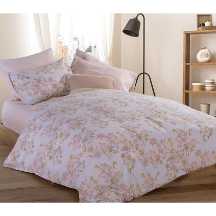 Single Fitted Bed Sheets Set 3pcs 100x200+35 NEF-NEF Smart Line Edna Grey 100% Cotton 144TC