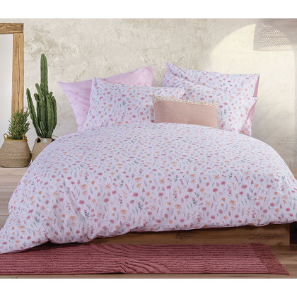 King Size Fitted Bed Sheets Set 4pcs 180x200+35 NEF-NEF Smart Line Merida Rose 100% Cotton 144TC