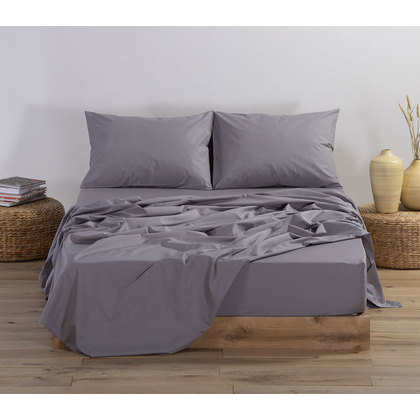Double Fitted Bedsheet 140x200+30 NEF-NEF Basic 726-Light Grey 100% Cotton Pennie 144TC