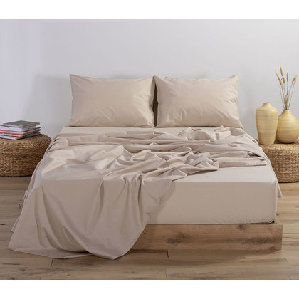 Double Fitted Bedsheet 140x200+30 NEF-NEF Basic 730-Beige 100% Cotton Pennie 144TC