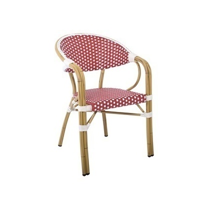 Paris Ε258,4 Πολυθρόνα Dining Αλουμίνιο Φυσικό, Wicker Άσπρο - Κόκκινο, Στοιβαζόμενη 57x59x84cm