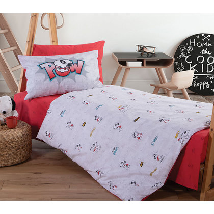 Kids' Single Bed Sheets Set 3pcs 170x260 NEF-NEF Snoopy Mask Hero Grey/Red 100% Cotton 144TC
