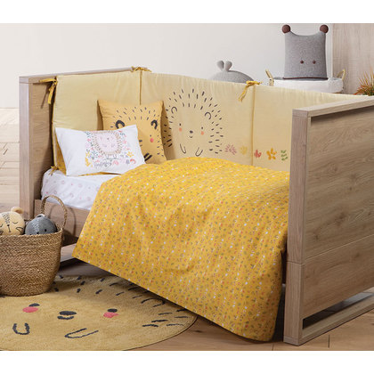 Baby's Crib Sheets Set 3pcs 120x170 NEF-NEF Cute Hedgehog Yellow 100% Cotton 144TC