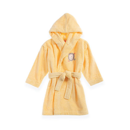 Baby's Hooded Bathrobe No2 NEF-NEF Cute Hedgehog Yellow 100% Cotton