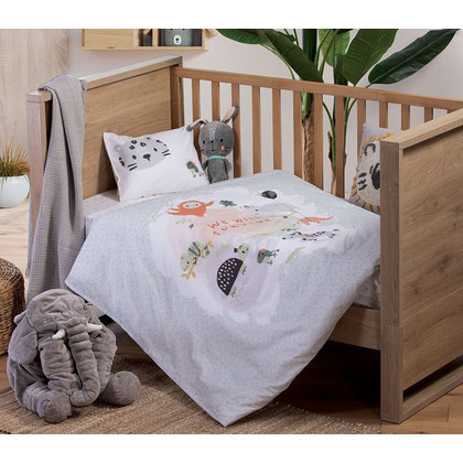 Baby's Crib Sheets Set 3pcs 120x170 NEF-NEF Survivors Grey 100% Cotton 144TC