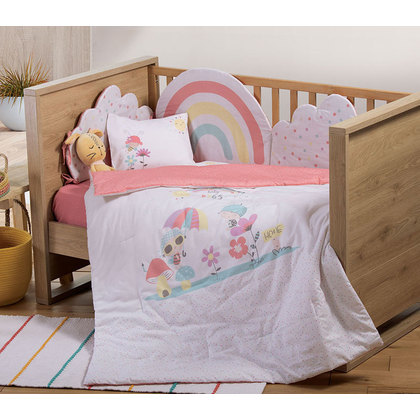 Baby's Crib Coverlet 110x140 NEF-NEF Baby Bugs White 100% Cotton 144TC
