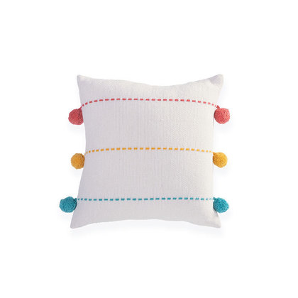 Decorative Pillow 35x35 NEF-NEF Life Line Coral/Yellow 100% Cotton