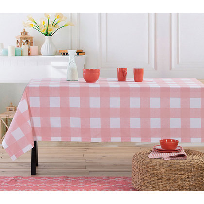 Unstained Tablecloth 140x180 NEF-NEF Henry Coral 100% Cotton