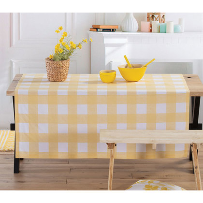 Unstained Tablecloth 140x180 NEF-NEF Henry Yellow 100% Cotton