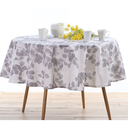 Round Tablecloth 180D NEF-NEF Santika Grey 90% Cotton 10% Linen