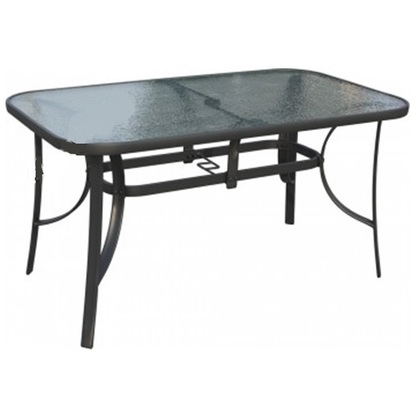 Τραπέζι Εξωτερικού Χώρου Μεταλλικό με Γυάλινη Επιφάνεια Γκρι 180x100x72cm 189-0865