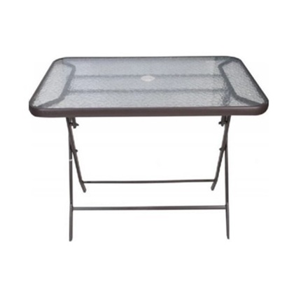 Τραπέζι Εξωτερικού Χώρου Πτυσσόμενο Μεταλλικό με Γυάλινη Επιφάνεια Γκρι 120x70x70cm 189-1619
