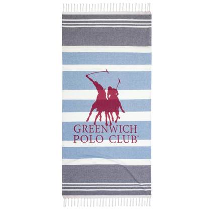 Πετσέτα Θαλάσσης-Παρεό 80x170 Greenwich Polo Club Essential 3843 Γκρι/Ροζ 100% Βαμβάκι
