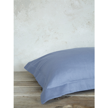 Pair of Pillowcases 52x72+5cm Satin Cotton Nima Home Superior Satin - Denim Blue 32101