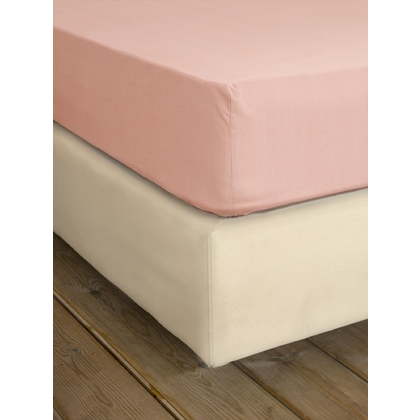 King Size Fitted Bedsheet 180x200+32cm Cotton Nima Home Unicolors - Pinkie 32073
