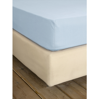 Semi Double Size Fitted Bedsheet 120x200+32cm Cotton Nima Home Unicolors - Baby Blue 32075