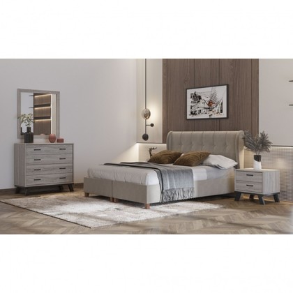 Κρεβάτι Υπέρδιπλο Ντυμένο Ν85 Για Στρώμα 160x200cm Με Αποθηκευτικό Χώρο Και Επιλογή Υφάσματος