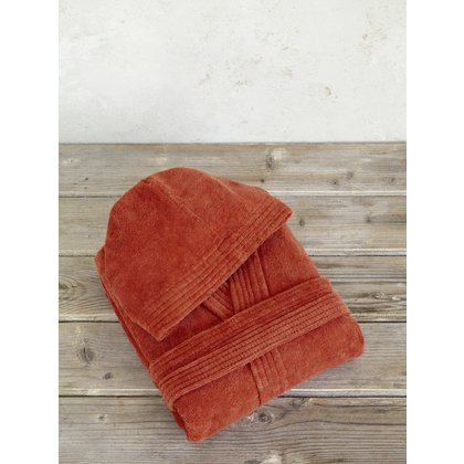Hooded Bathrobe Medium (M) Cotton Nima Home Zen - Wild Terracotta 31643