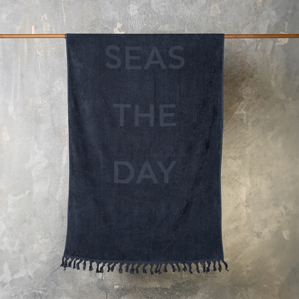 Beach Towel 86x160 Melinen Home Seas The Day Grey 100% Cotton