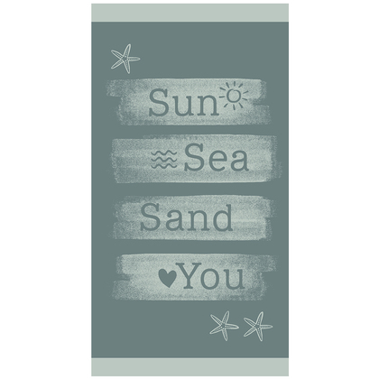 Beach Towel 86x160 Melinen Home Sun Sea Sand Aqua 100% Cotton