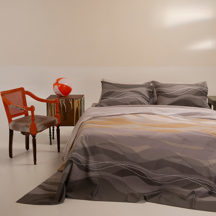 Single Bed Sheets Set 3pcs 170x270 Melinen Home Ultra Line Shels Grey 100% Cotton 144TC