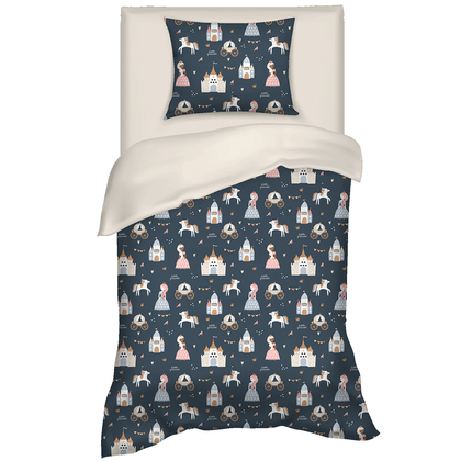 Kid's Single Bed Sheets Set 3pcs 160x260 Melinen Home Kids Line Fairytale Blue 100% Cotton 144TC