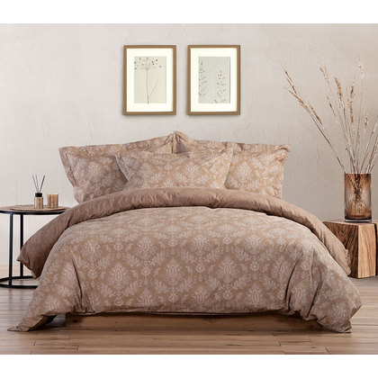 Double Bed Sheets Set 4pcs 240x270 NEF-NEF Premium Collection Shane Gold 100% Pennie Sateen Cotton 210TC