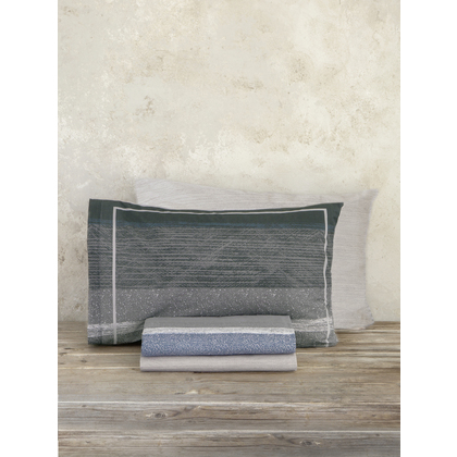Pair of Pillowcases 52x72cm Satin Cotton Nima Home Wales - Blue 32714