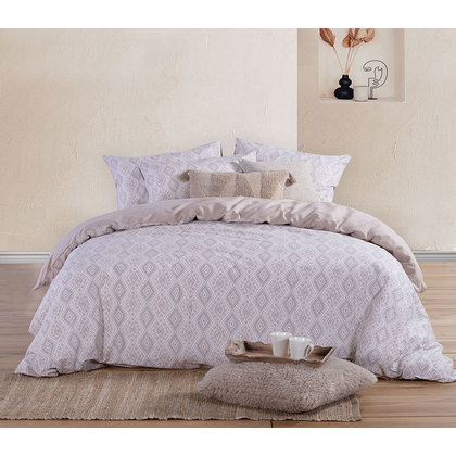 Single Fitted Bed Sheets Set 3pcs 100x200+35 NEF-NEF Smart Line Shreder Ecru 100% Cotton 144TC