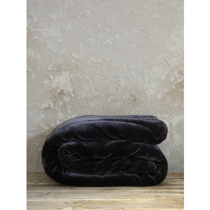 King Size Velour Blanket 240x260cm Polyester Nima Home Coperta - Black 32322