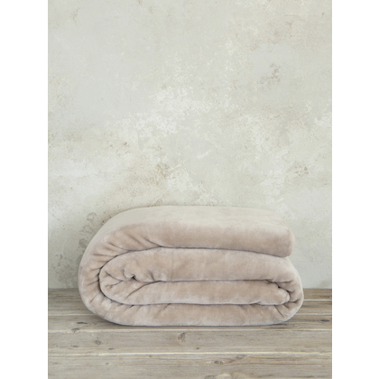 Queen Size Velour Blanket 220x240cm Polyester Nima Home Coperta - Nude 32324