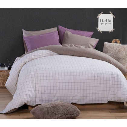 Single Fitted Bed Sheets Set 3pcs 100x200+35 NEF-NEF Smart Line Creative Ecru 100% Cotton 144TC