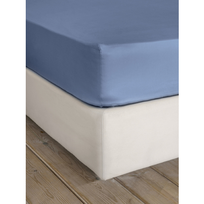 King Size Fitted Bedsheet 185x205+35cm Cotton Satin Nima Home Superior - Shadow Blue 32948