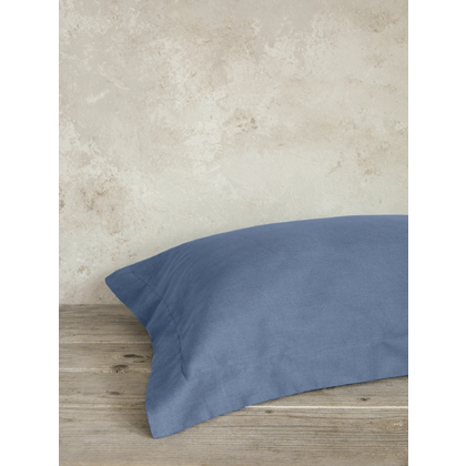 Pair of Oxford Pillowcases 52x72+5cm Cotton Satin Nima Home Superior - Shadow Blue 32949