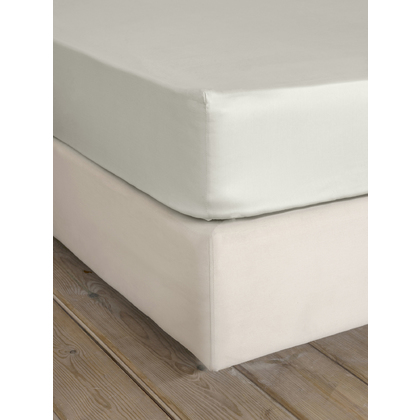 Single Size Fitted Bedsheet 100x200+34cm Cotton Satin Nima Home Superior - Fog Beige 32935