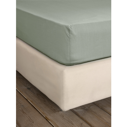 Semi Double Size Fitted Bedsheet 120x200+32cm Cotton Nima Home Unicolors - Rock Green 32896