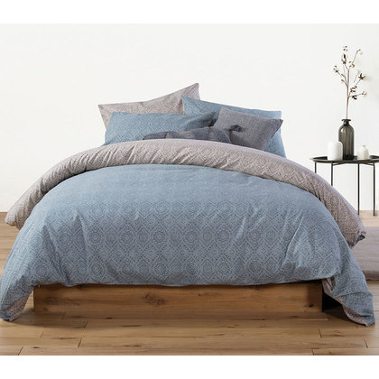 Single Bed Sheets Set 3pcs 160x260 NEF-NEF Flannel Collection Clover Denim 100% Cotton Flannel 