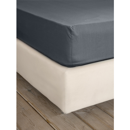 King Size Fitted Bedsheet 185x205+35cm Cotton Nima Home Unicolors - Midnight Gray 32855