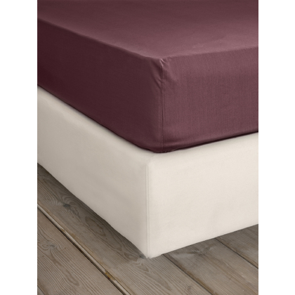 Semi Double Size Fitted Bedsheet 120x200+32cm Cotton Nima Home Unicolors - Deep Bordeaux 32869